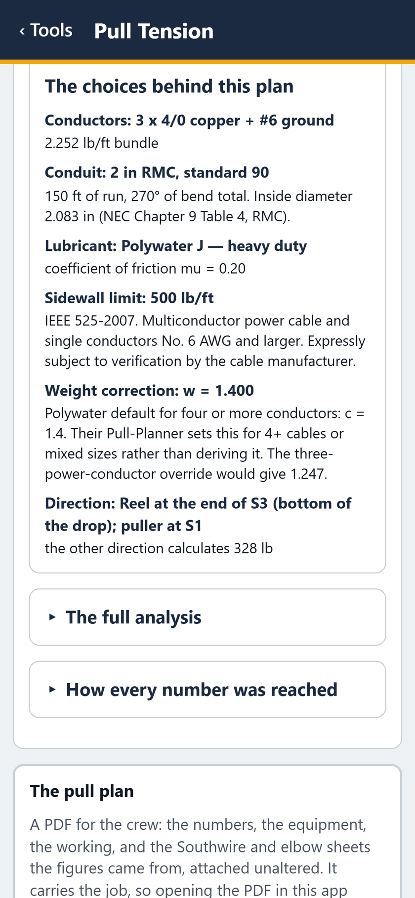 Pull Tension screen: The choices behind this plan.