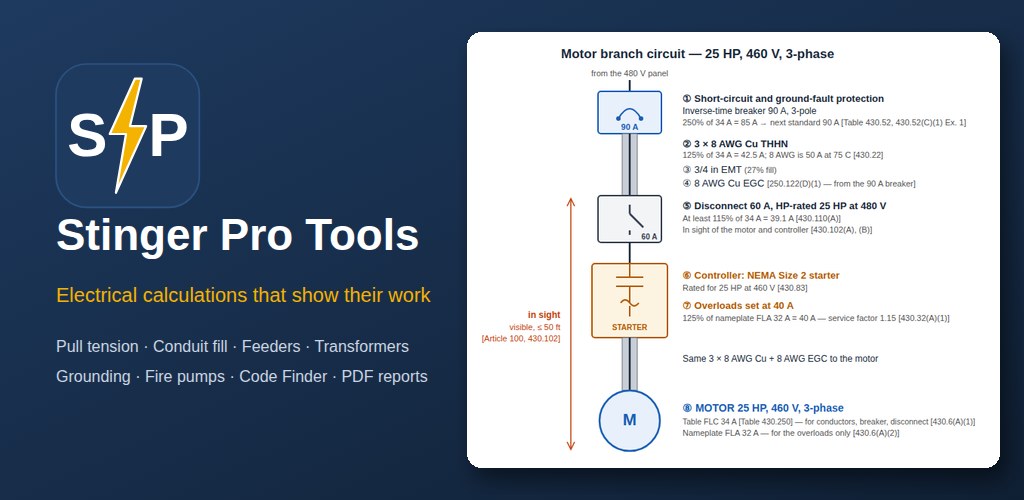Stinger Pro Tools: electrical calculations that show their work